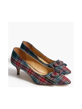 J.Crew Tartan Esme Kitten Heel Pumps with Bow Women’s Size 10.5M